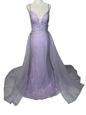 Colette Mon Cheri CL12039 Sparkly Lilac Prom Formal Gown With Train Size 4